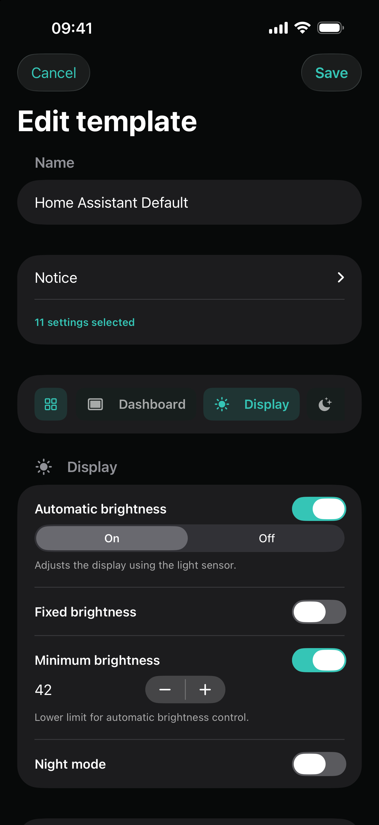 ElevateMate template editor on iPhone