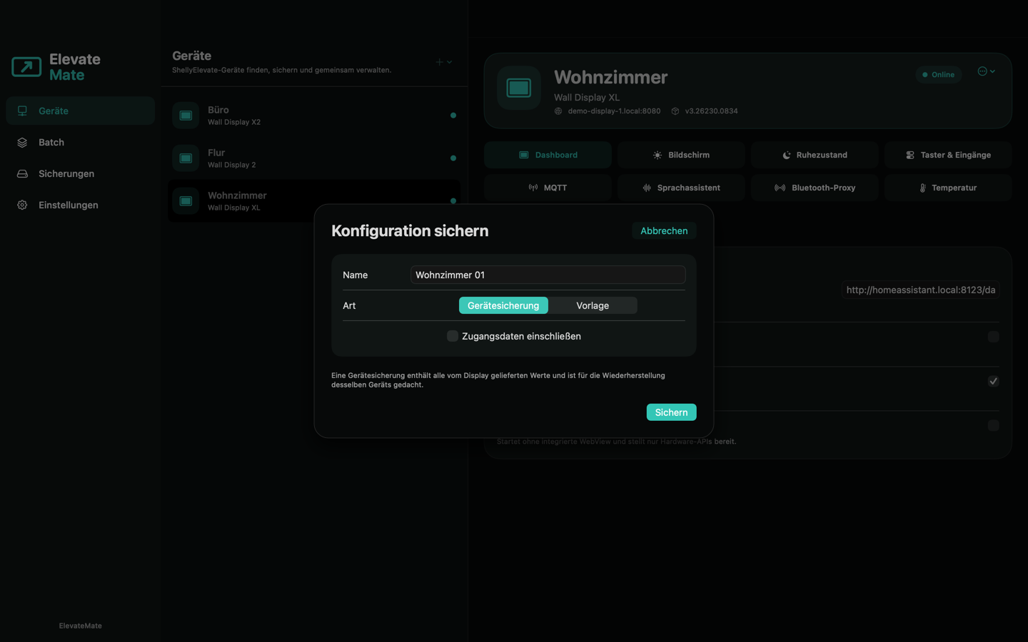 ElevateMate für Mac beim Sichern einer Gerätekonfiguration