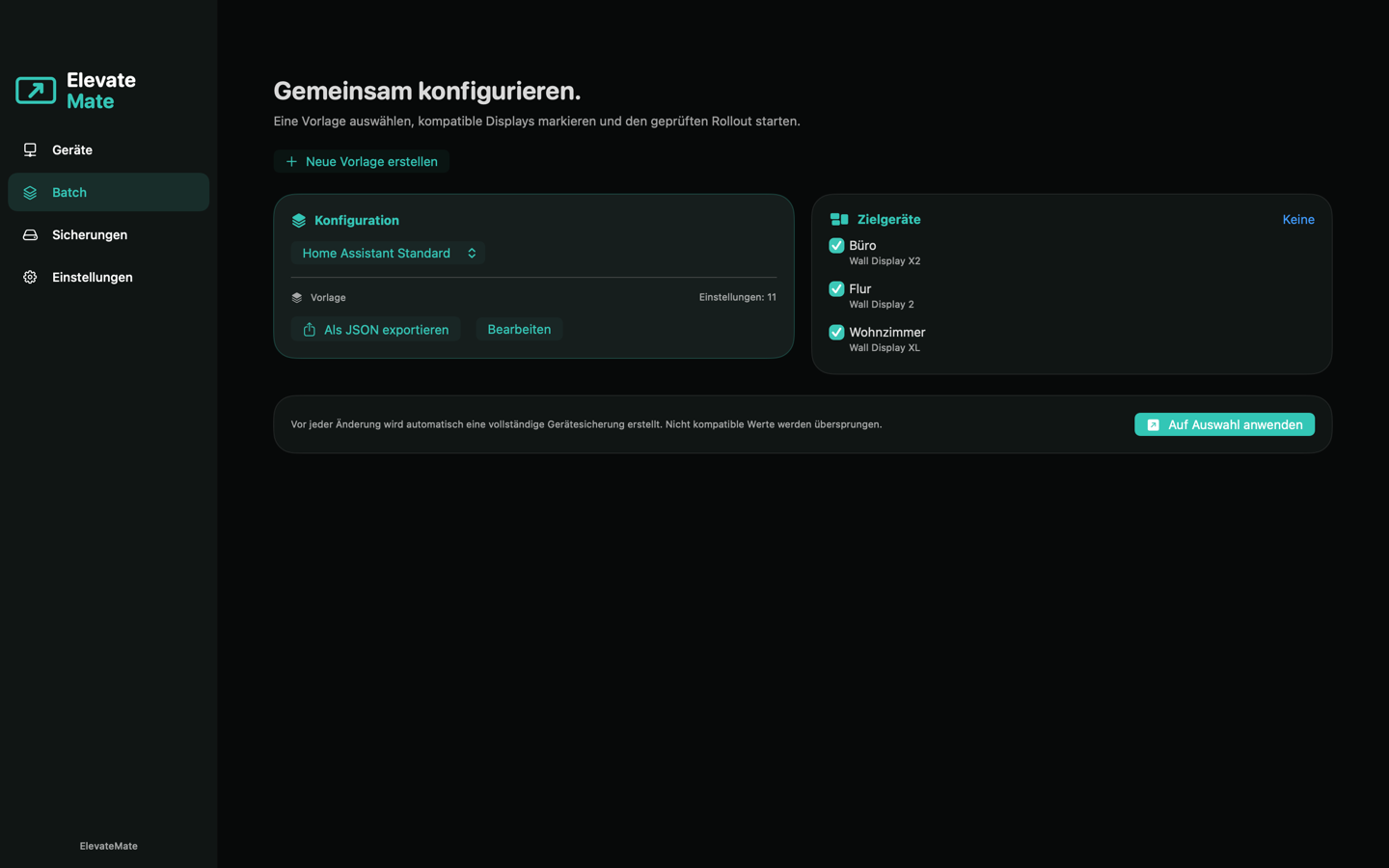 ElevateMate Batch-Konfiguration auf dem Mac mit mehreren Zielgeräten