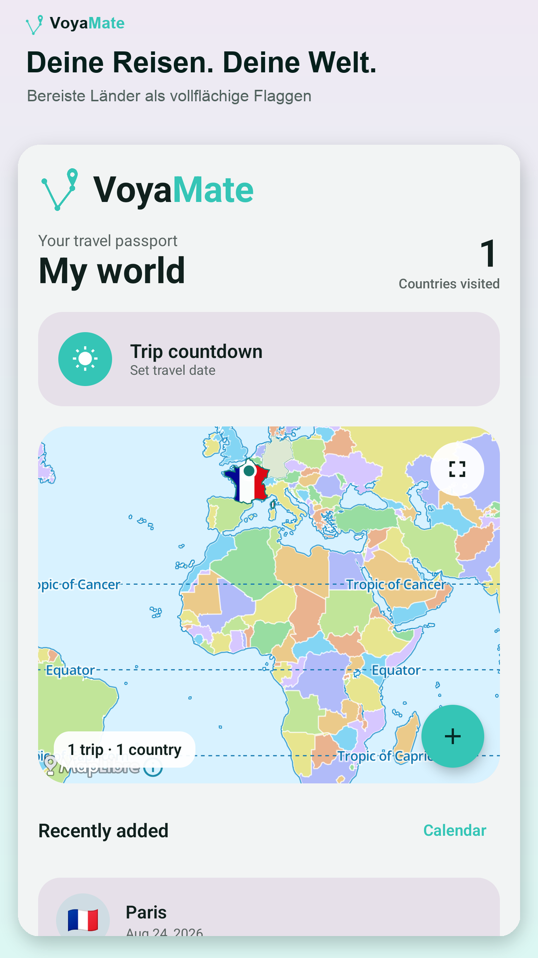 VoyaMate Weltkarte auf Android