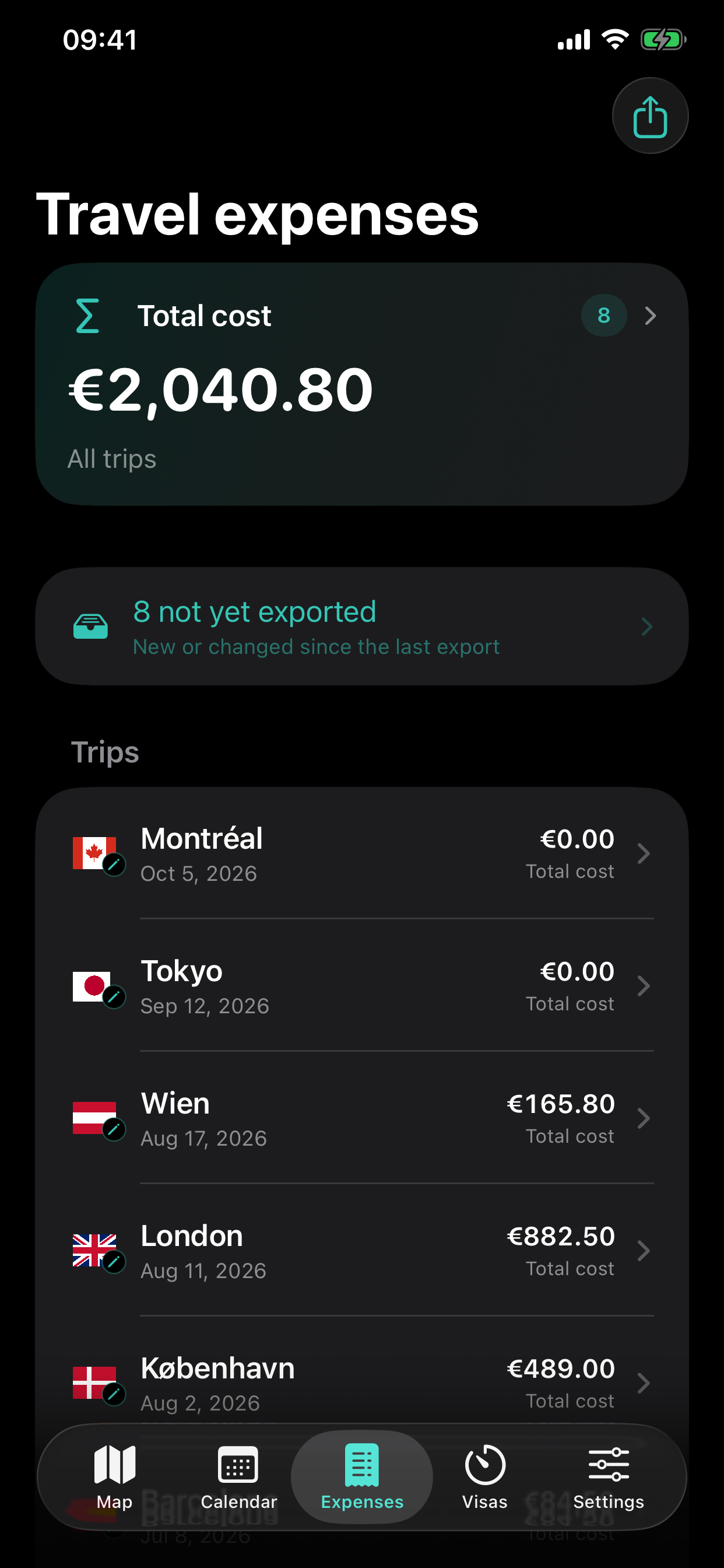 VoyaMate expense overview in English