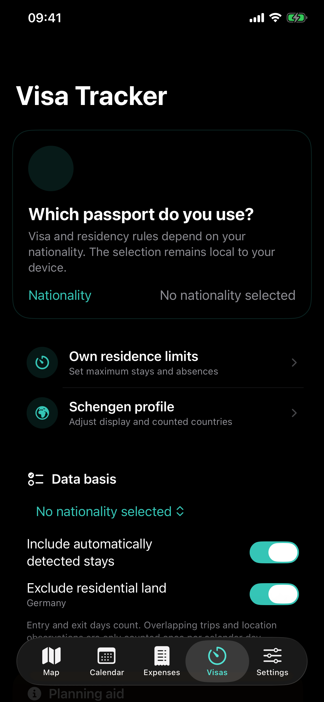 Visa and stay tracking in VoyaMate in English